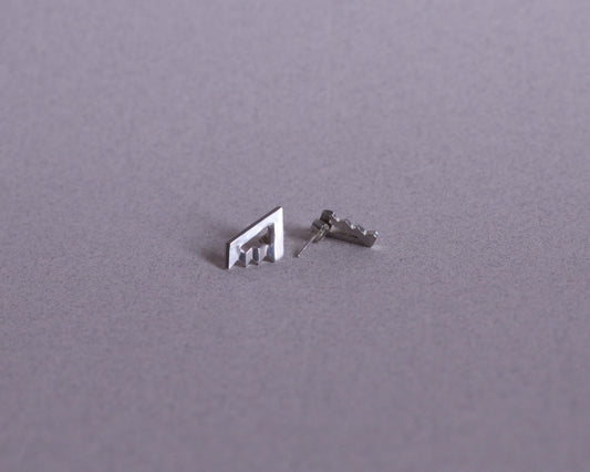 paire de boucles d'oreilles en argent rappelant l'escalier de penrose