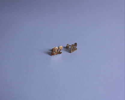 puces d'oreilles en laiton doré représentant le nombre "1312"