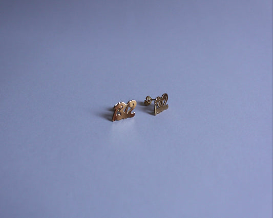 puces d'oreilles en laiton doré représentant le nombre "1312"